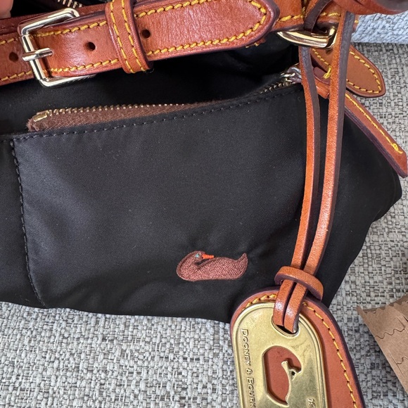 Dooney & Bourke Black Nylon Hobo with Brown Leather Trim and Gold Hardware - Picture 7 of 7